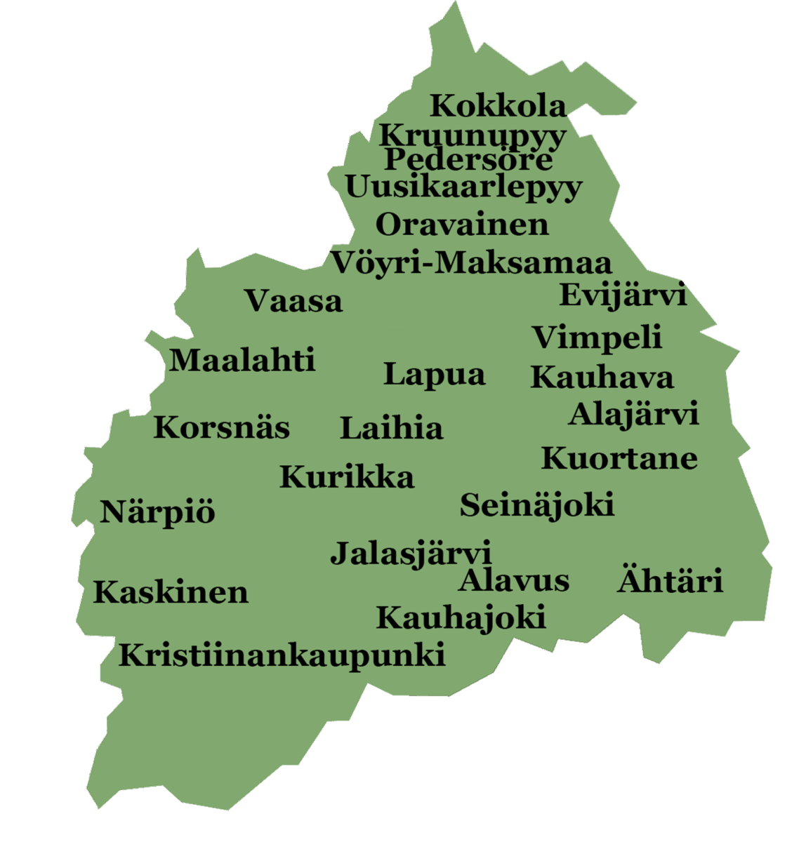 Keski- ja Etelä-Pohjanmaa kartta